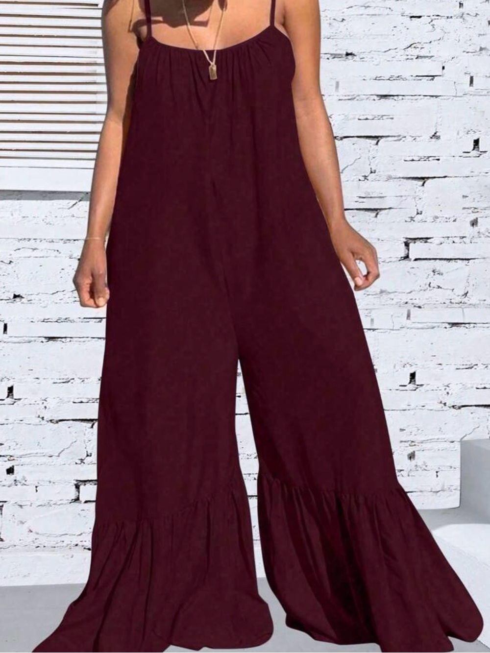 Flowy bell bottom tank top romper for women